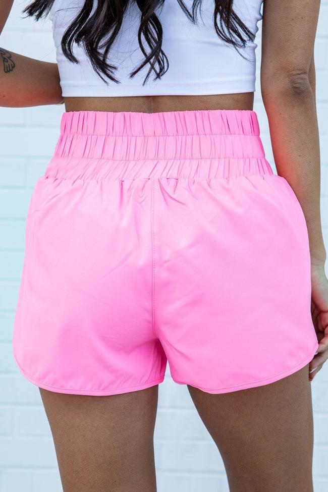 Errands To Run Solid Pink High Waisted Athletic Shorts Product Image