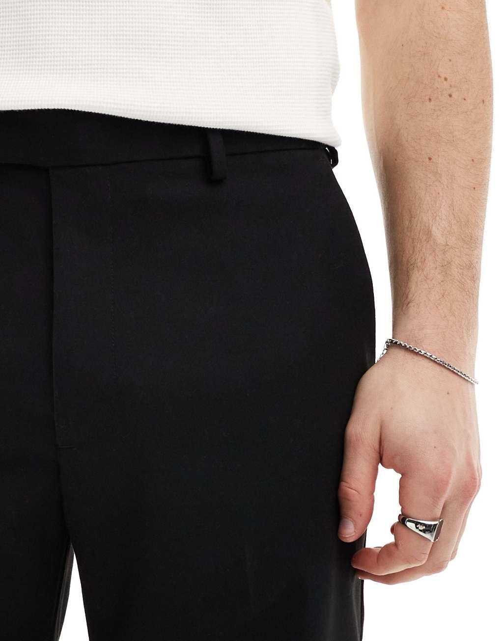 ASOS DESIGN smart straight leg shorts in black Product Image