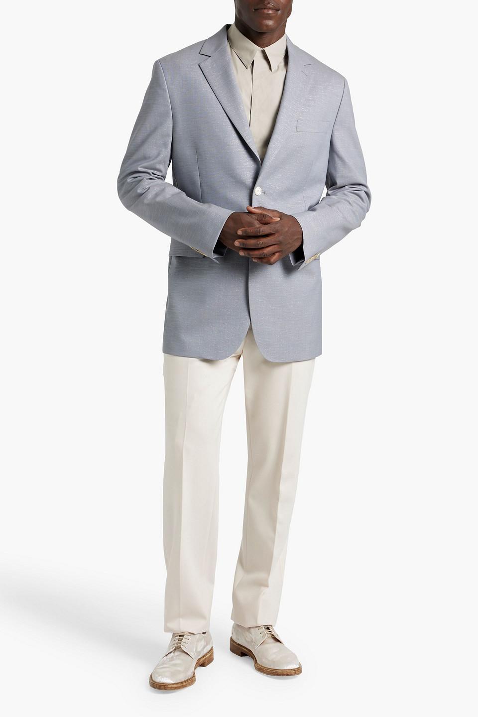 Metallic Wool-blend Blazer In Sky Blue Product Image