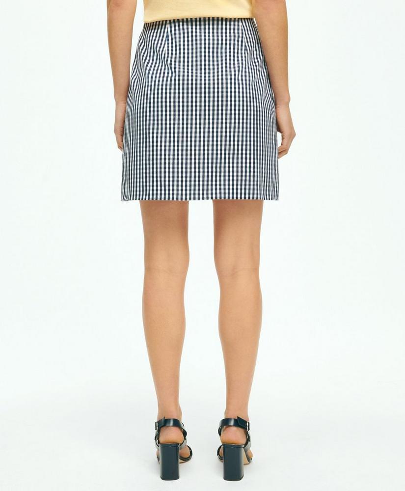 Gingham Wrap Skirt In Bi-Stretch Cotton Twill Product Image