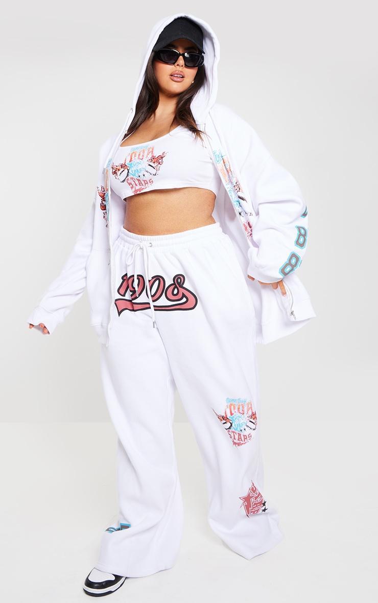 White 1908 Printed Wide Leg Sweatpants Product Image