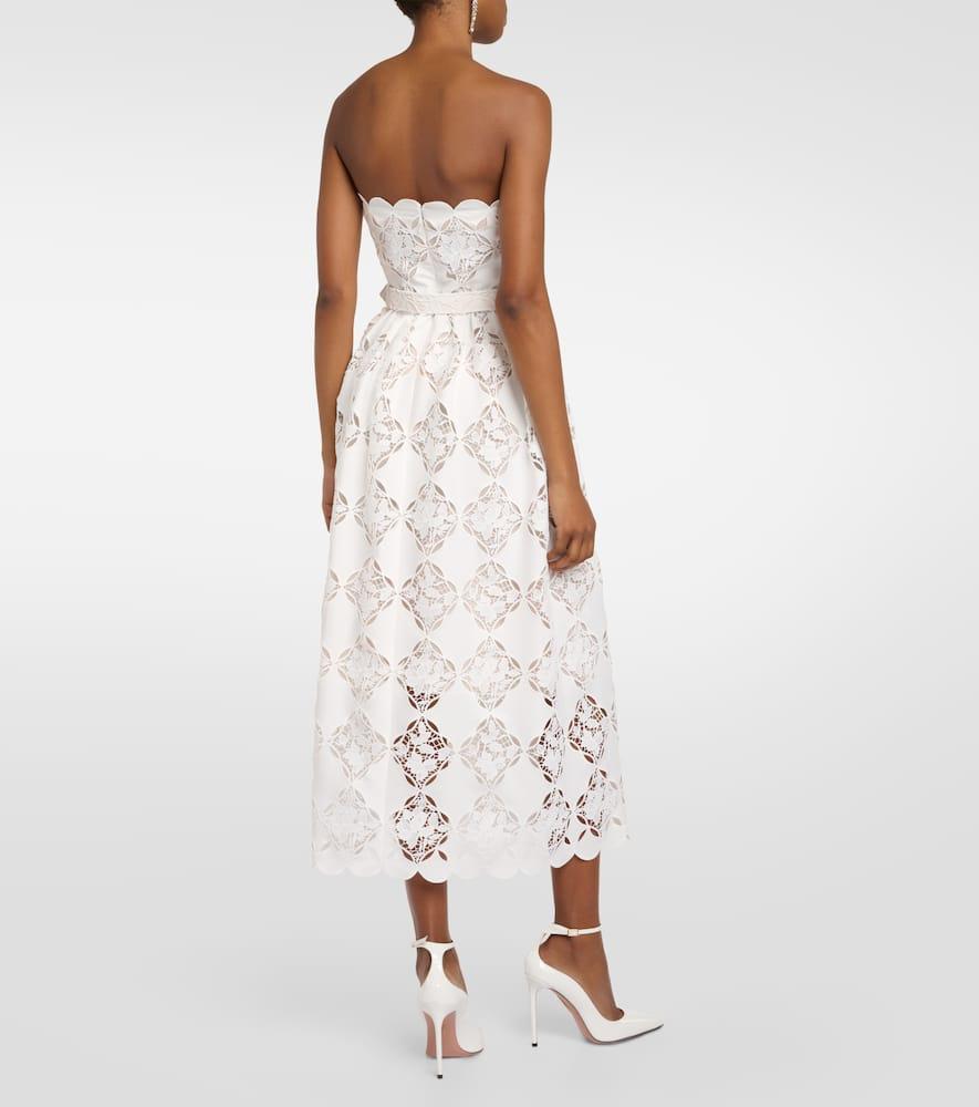 Strapless Gardenia Guipure Eyelet Dress In White Product Image