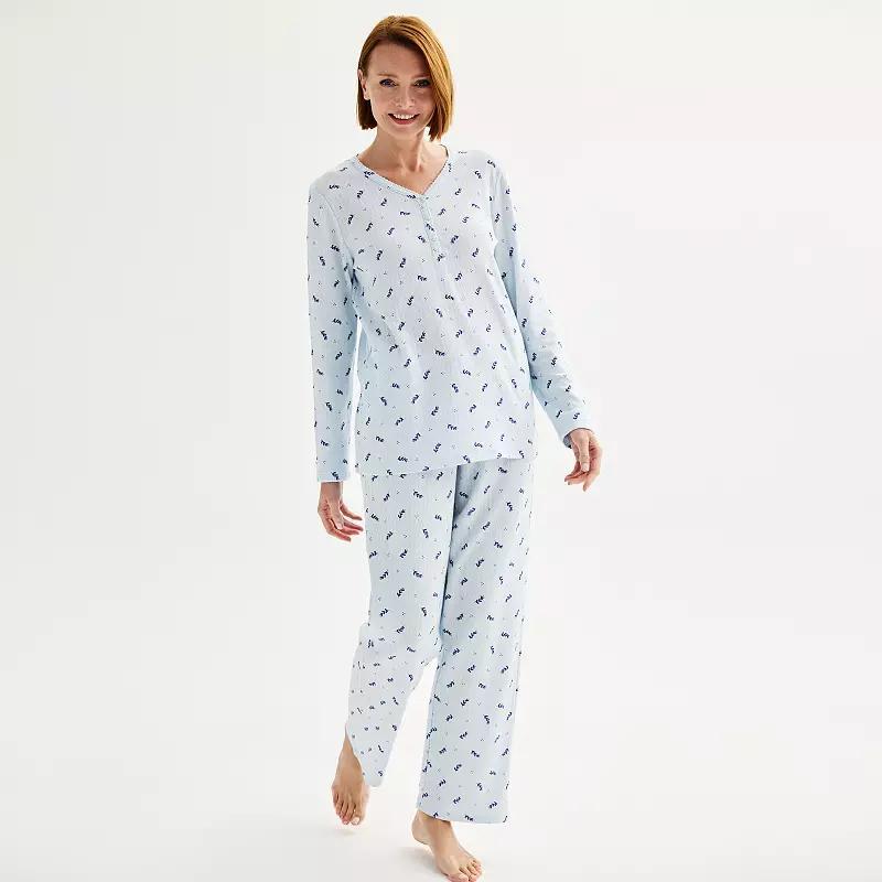 Womens Croft & Barrow Long Sleeve Pajama Top & Pajama Pants Sleep Set Product Image