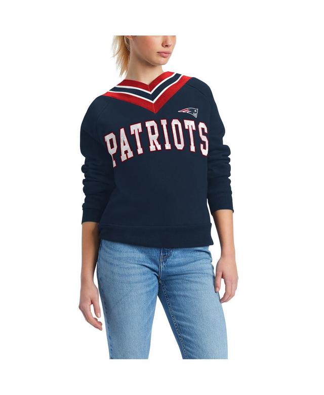 Tommy Hilfiger Womens Navy New England Patriots Heidi V-Neck Pullover Sweatshirt Product Image