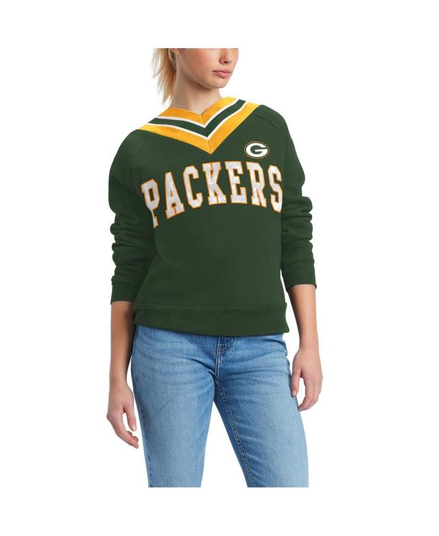 Womens Tommy Hilfiger Green Green Bay Packers Heidi V-Neck Pullover Sweatshirt Product Image