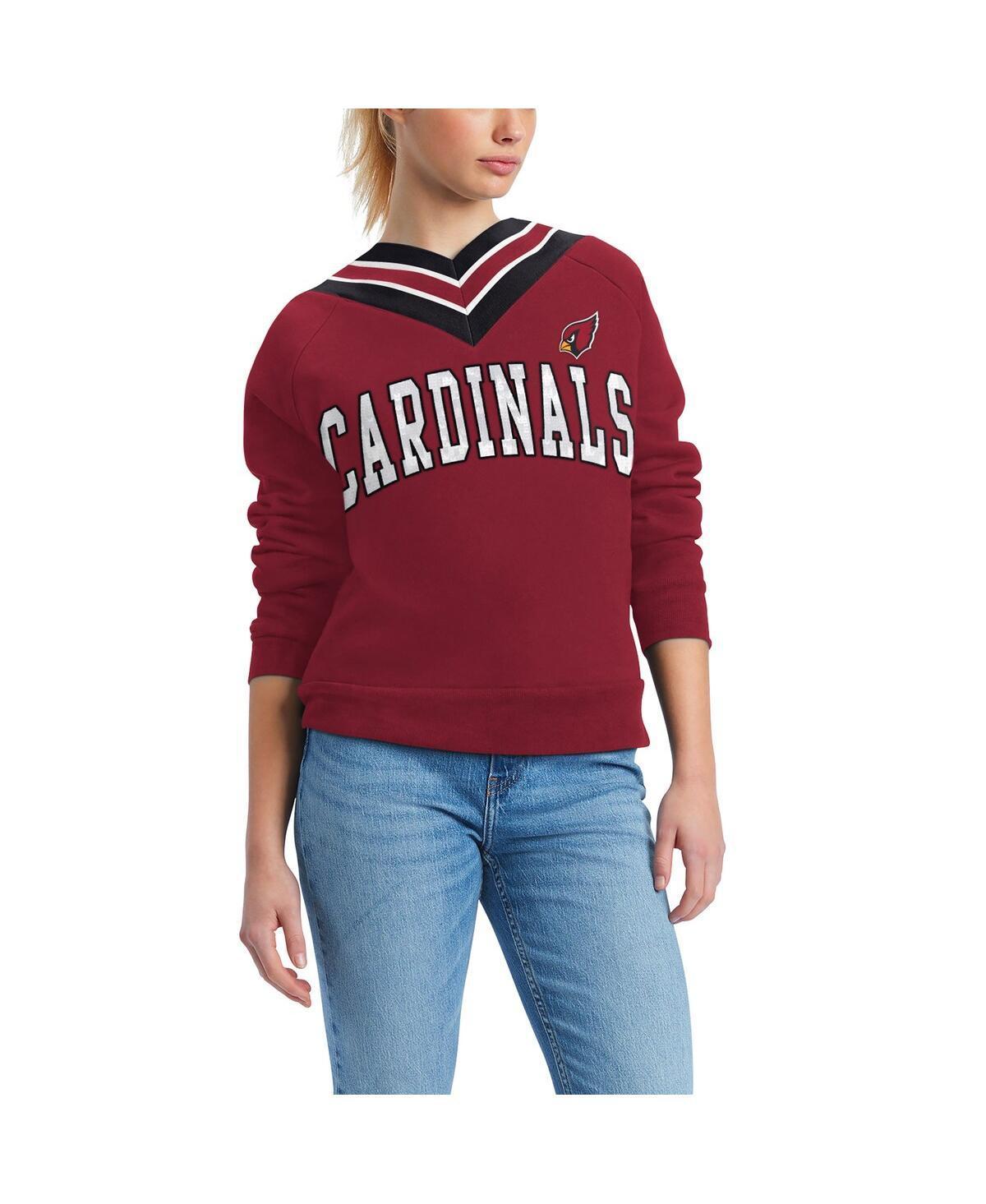 Tommy Hilfiger Womens Cardinal Arizona Cardinals Heidi V-Neck Pullover Sweatshirt Product Image