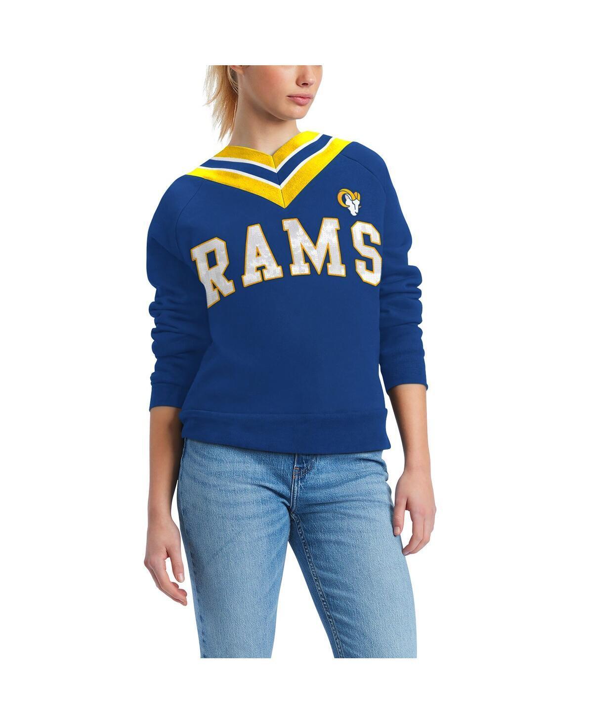 Womens Tommy Hilfiger Royal Los Angeles Rams Heidi V-Neck Pullover Sweatshirt Product Image