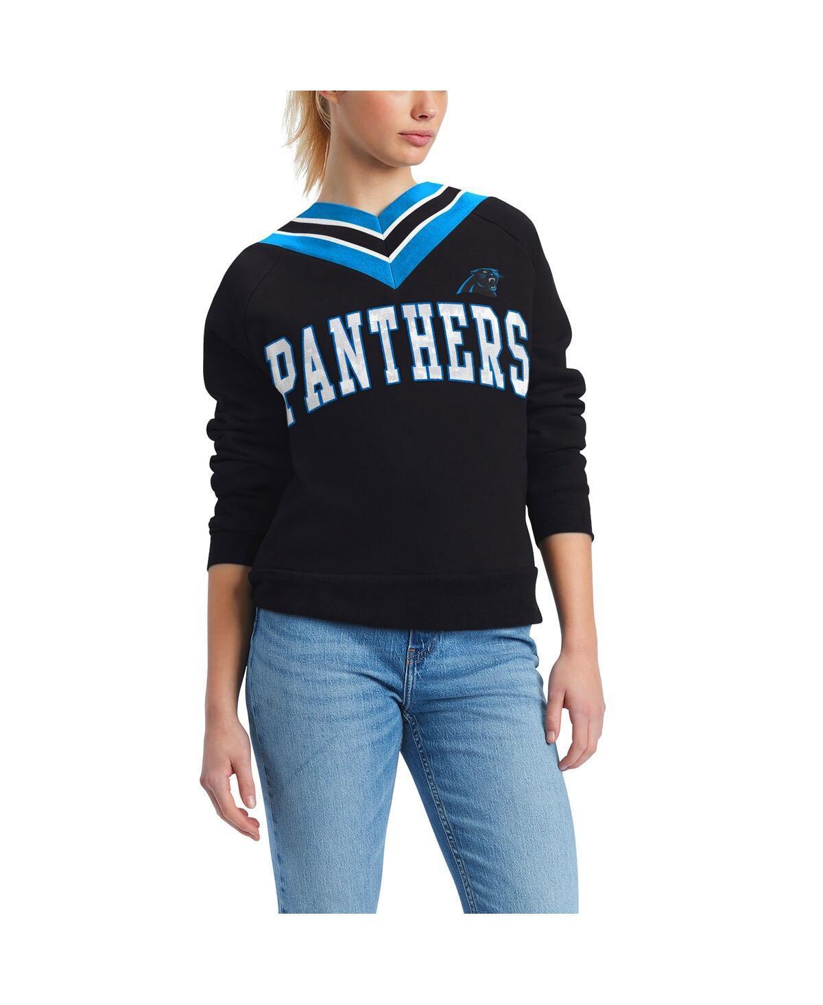 Tommy Hilfiger Womens Black Carolina Panthers Heidi V-Neck Pullover Sweatshirt Product Image