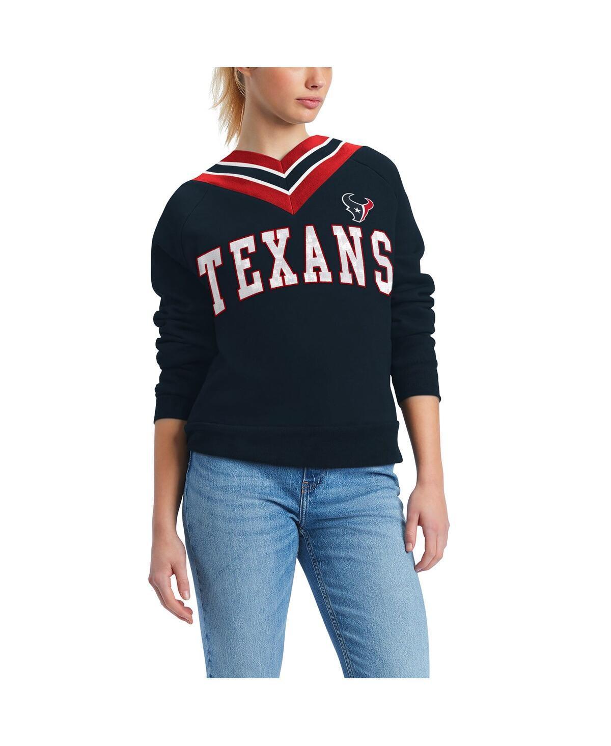 Womens Tommy Hilfiger Navy Houston Texans Heidi V-Neck Pullover Sweatshirt Product Image