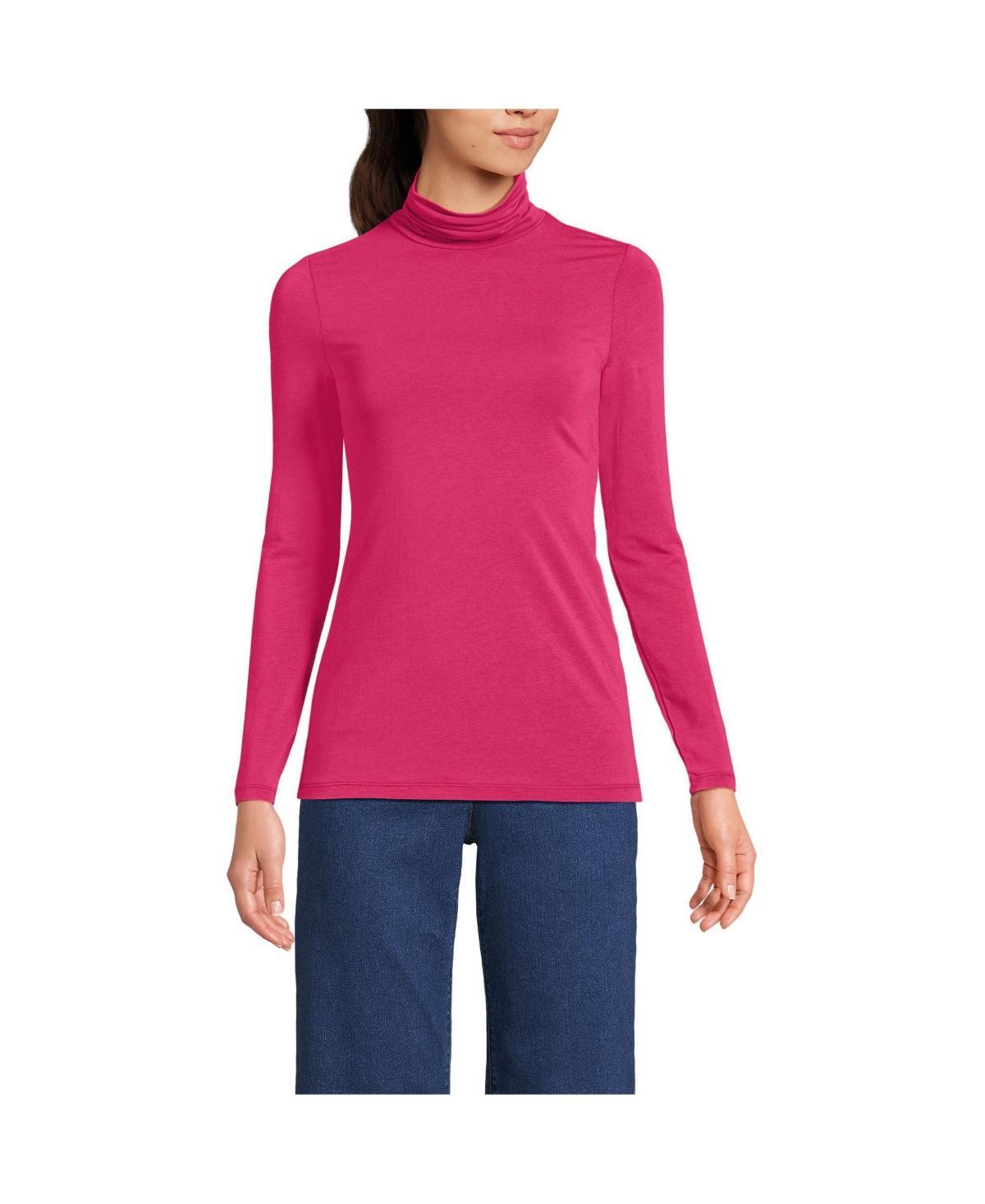 Lands End Womens Tall Lightweight Jersey Skimming Long Sleeve Turtleneck Product Image