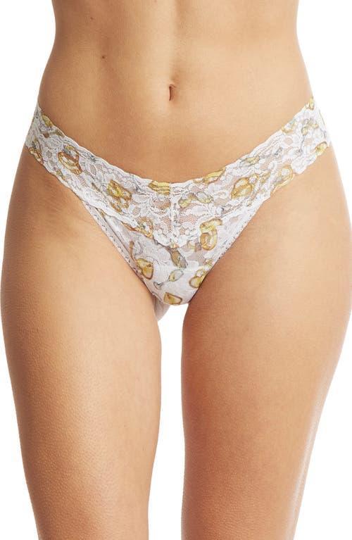 Printed Low-Rise Signature Lace Thong Product Image