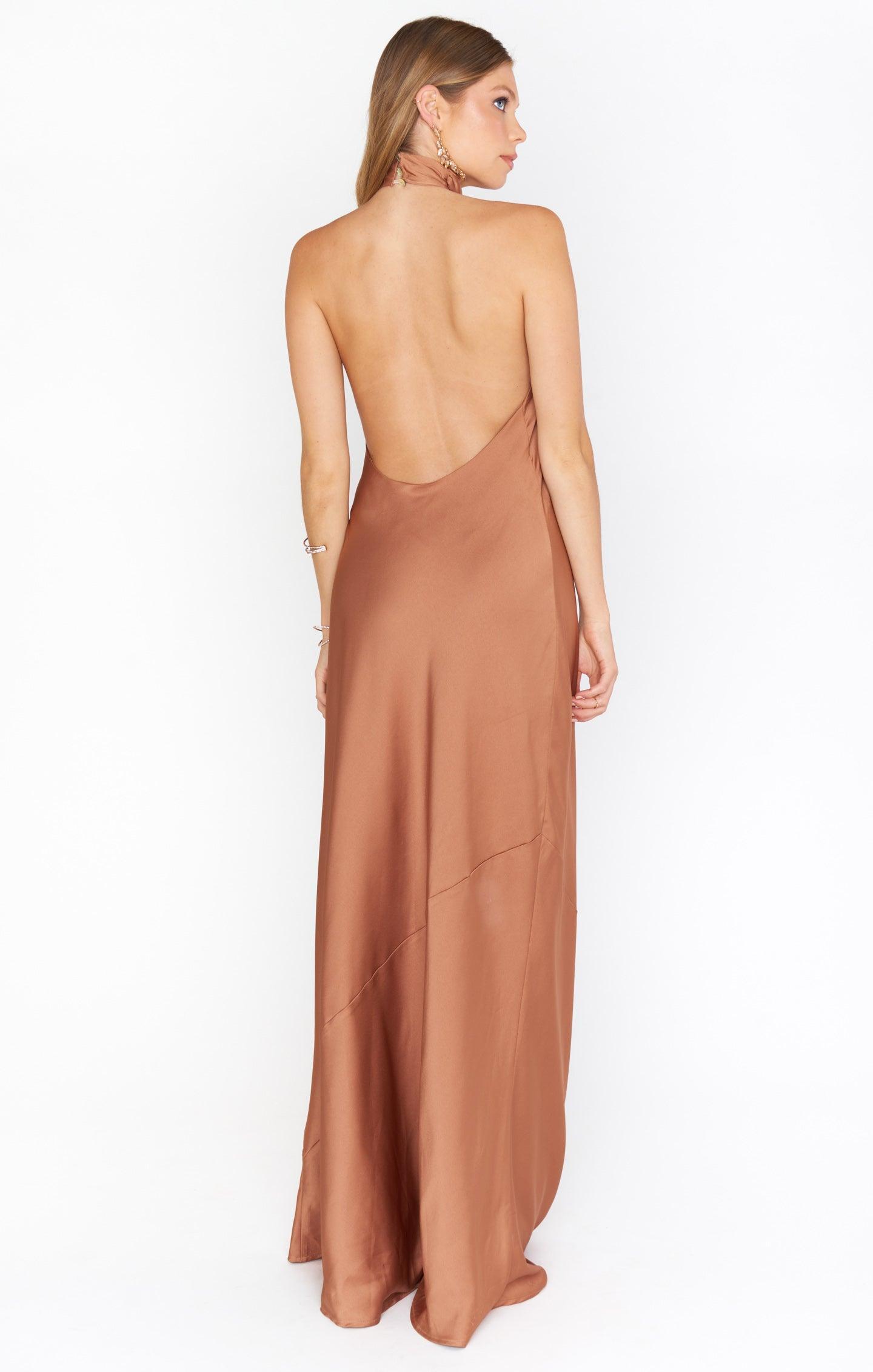 Jasmine Halter Maxi Dress ~ Silver Sage Luxe Satin Product Image