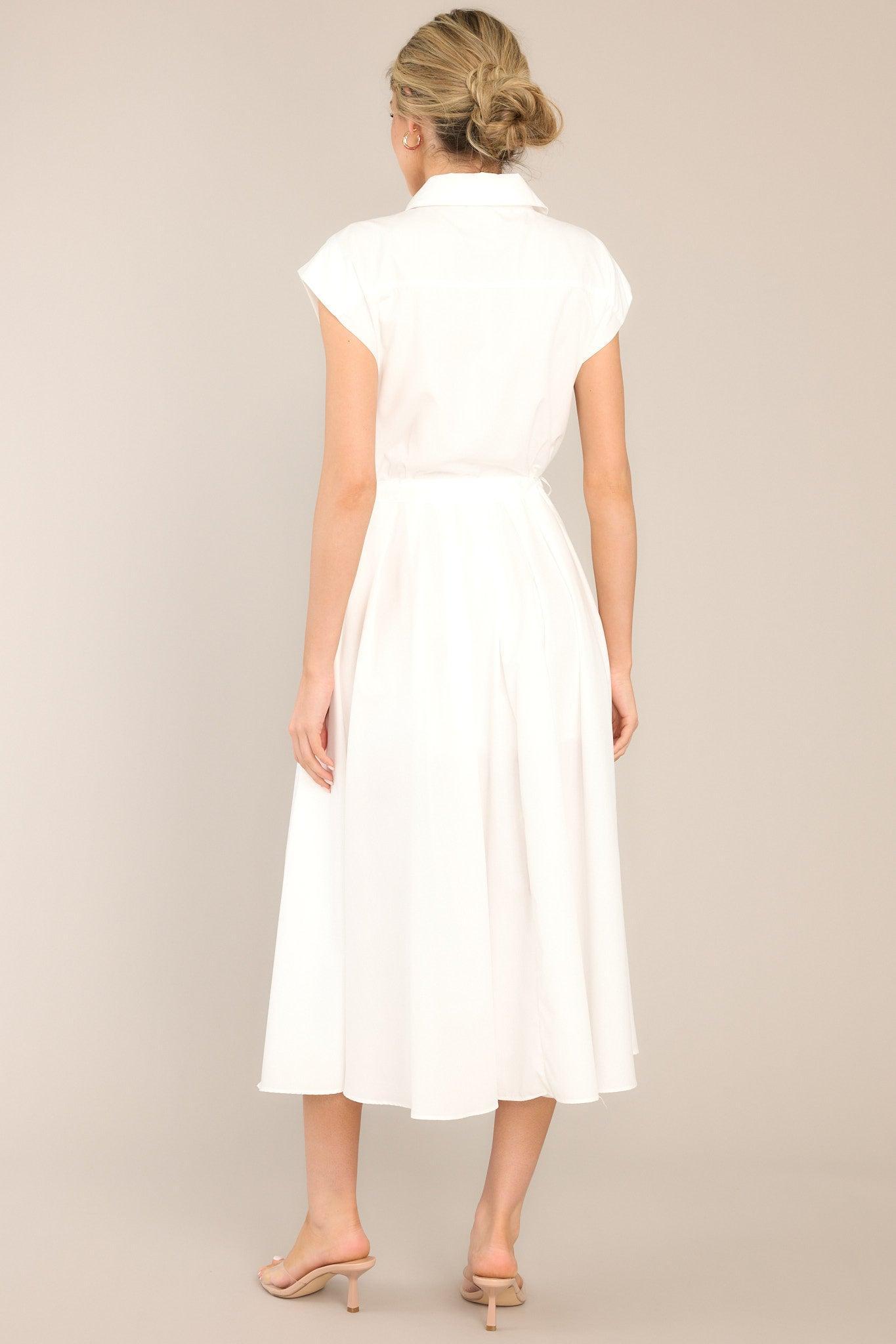 Memories That Last White Button Front Midi Dress Product Image