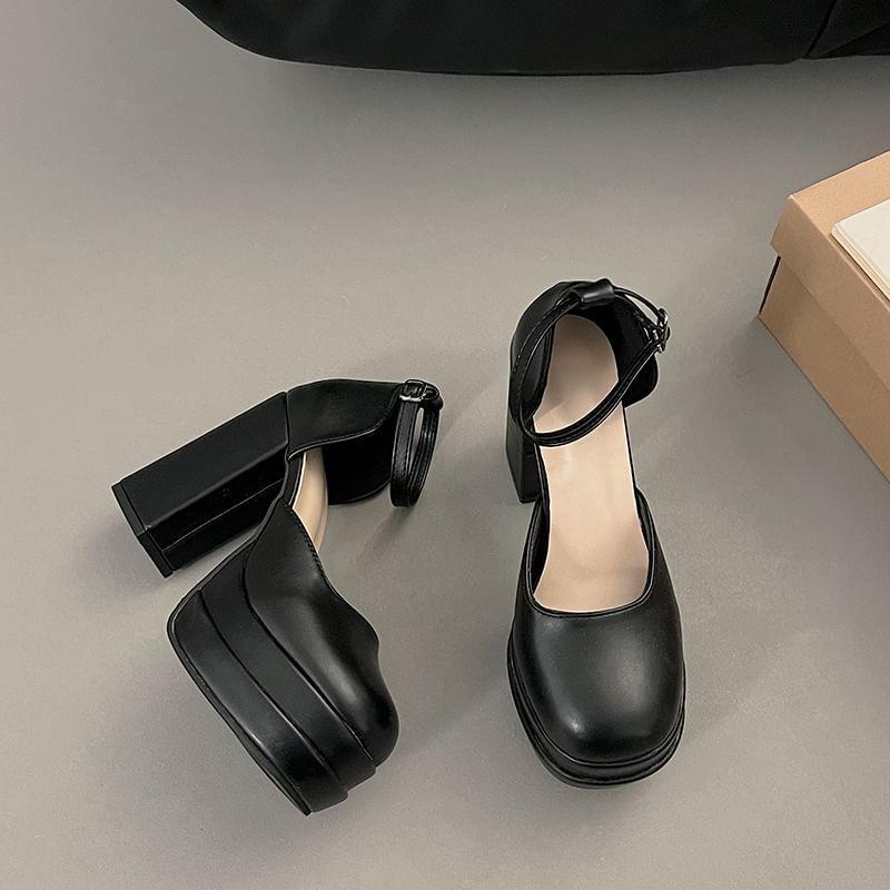 Block Heel Plain Mary Jane Pumps product image