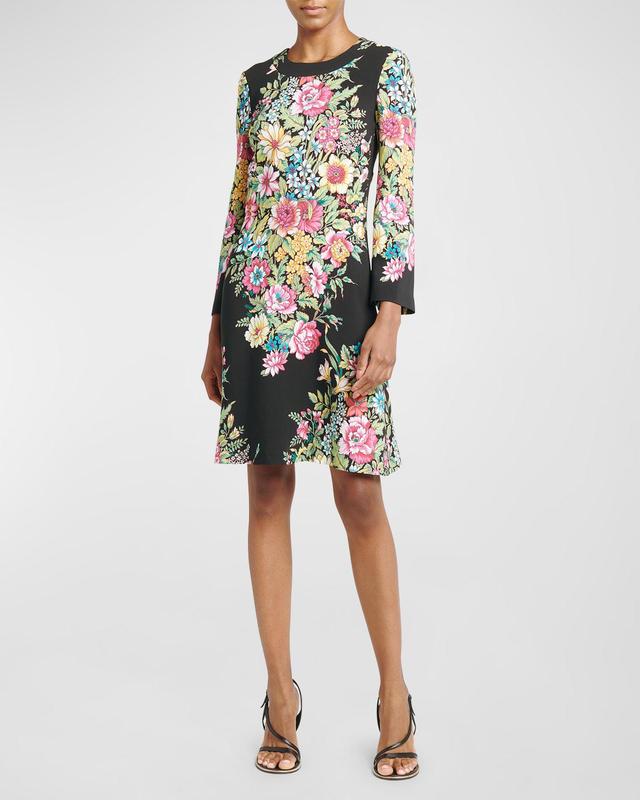 Bouquet Floral-Print Long-Sleeve Jersey Dress Product Image