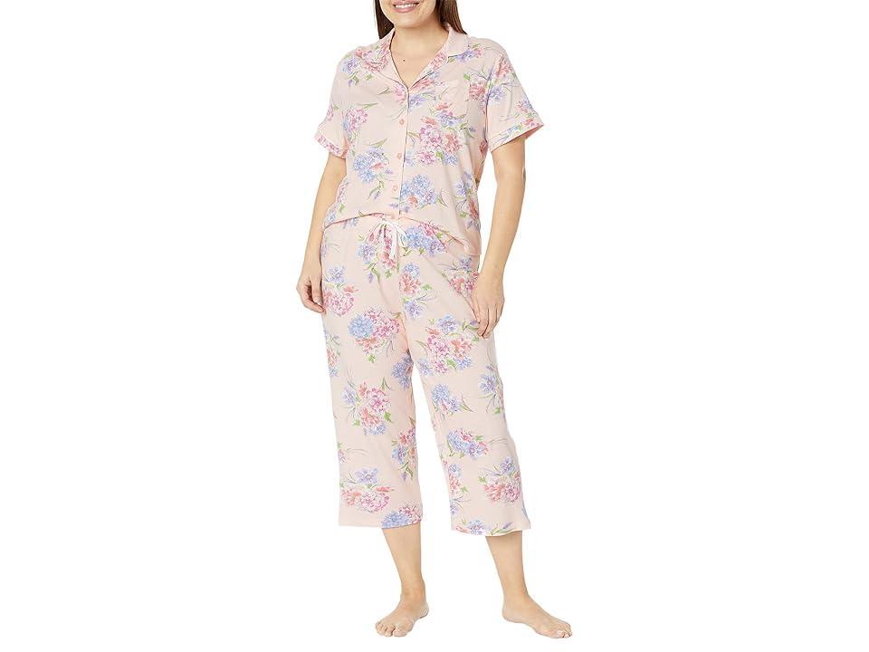 Karen Neuburger Plus Size Island Breeze Short Sleeve Girlfriend Capris PJ Set (Island Breeze Floral) Women's Pajama Sets Product Image