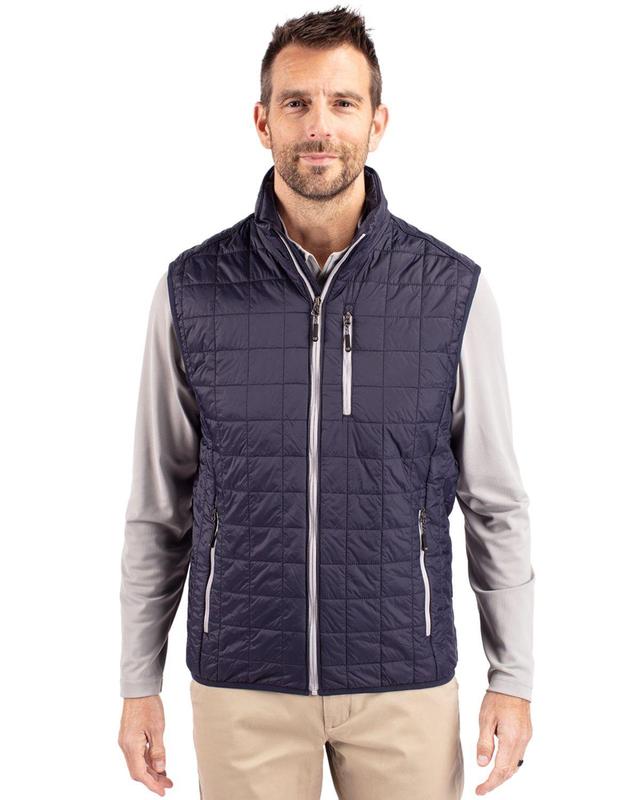 Cutter & Buck Rainier PrimaLoft Mens Eco Insulated Full Zip Puffer Vest - Dark navy/silver Product Image