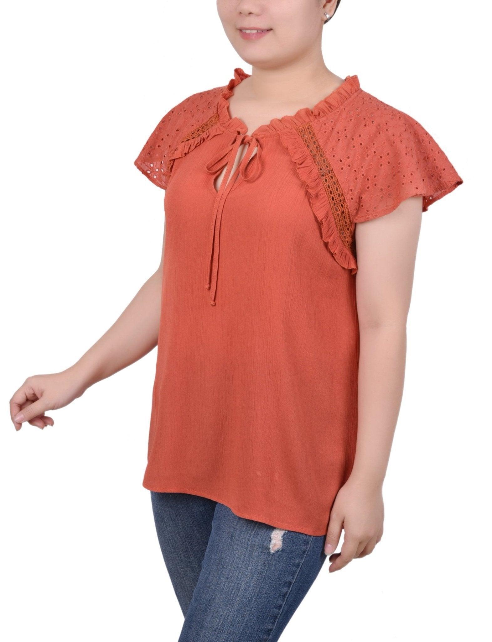 Eyelet Sleeve Blouse - Petite Product Image