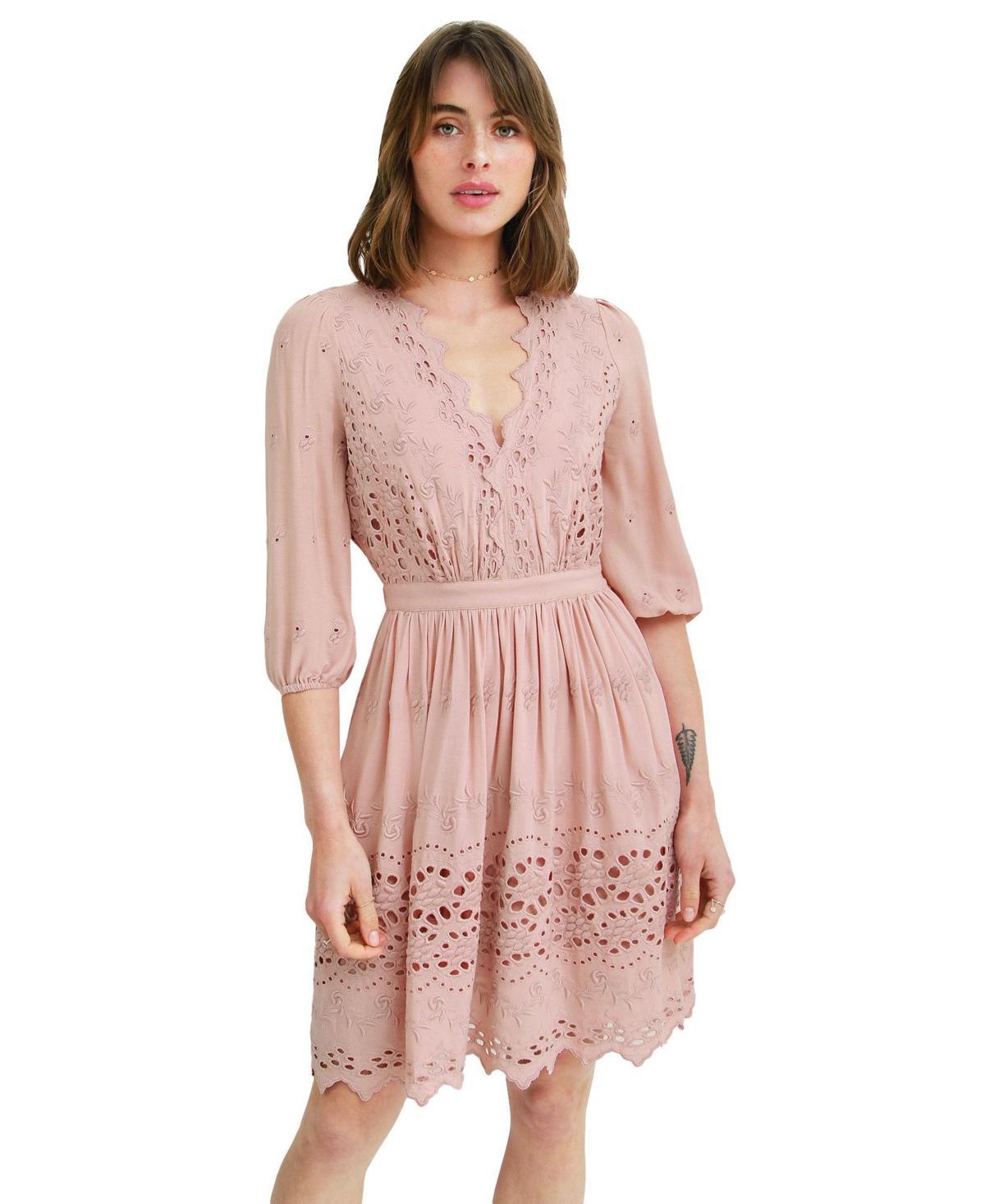 Women Belle & Bloom Sweet Talk Eyelet Mini Dress Product Image