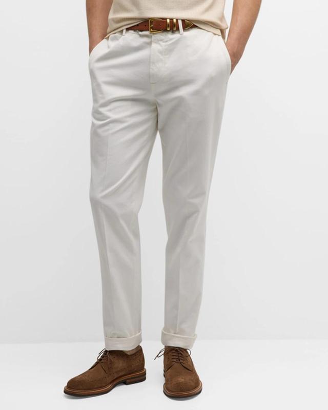 Cotton Gabardine Tailored Trousers In White Product Image