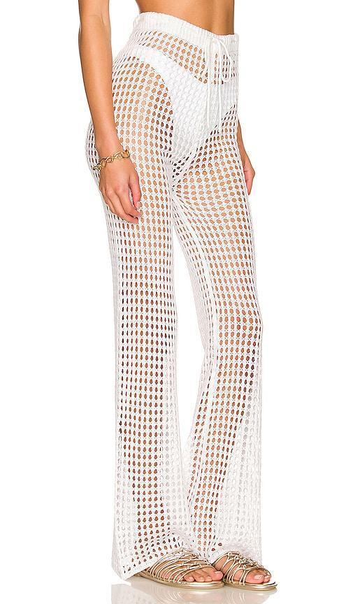 superdown Elektra Crochet Pant in Nude - Nude. Size M (also in L). Product Image