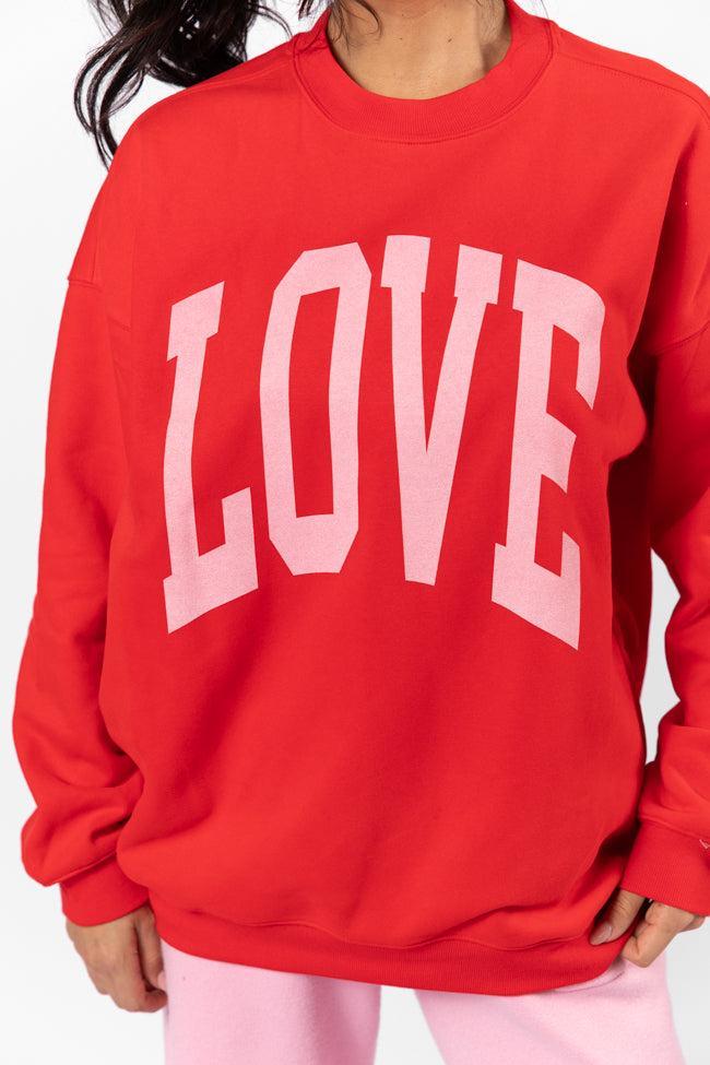 Love Block Red Oversized Graphic Sweatshirt Product Image