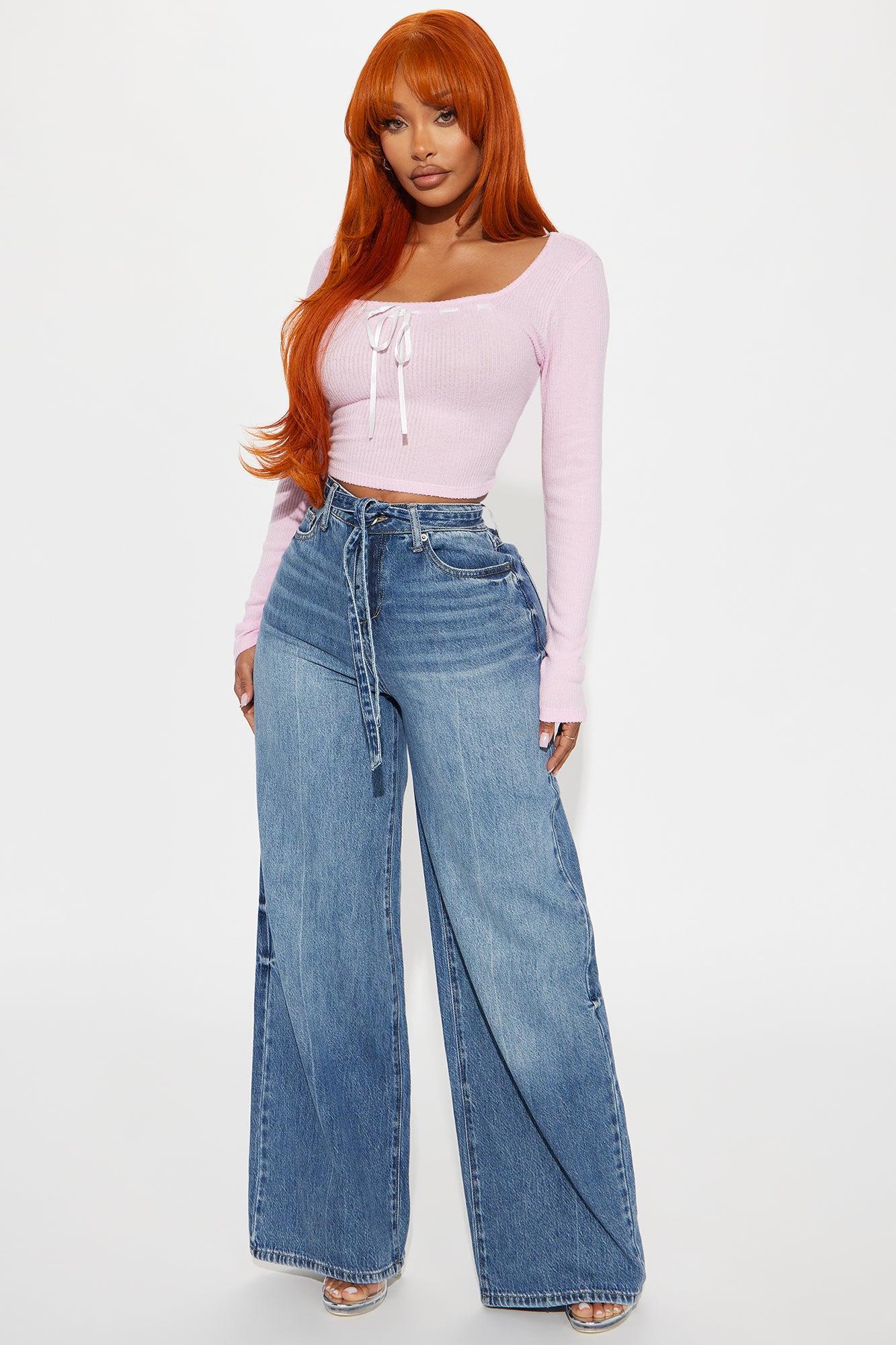 Solange Belted Wide Leg Jeans - Dark Wash product image