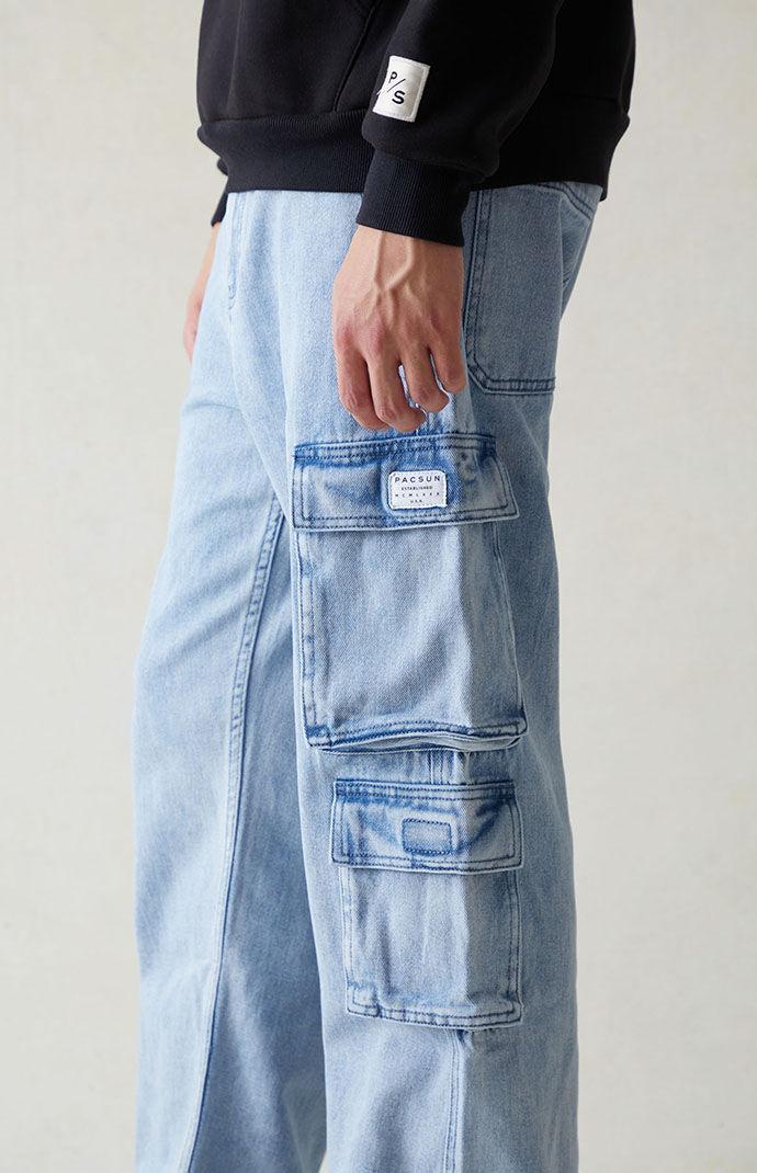 PacSun Mens Indigo Baggy Cargo Jeans Product Image