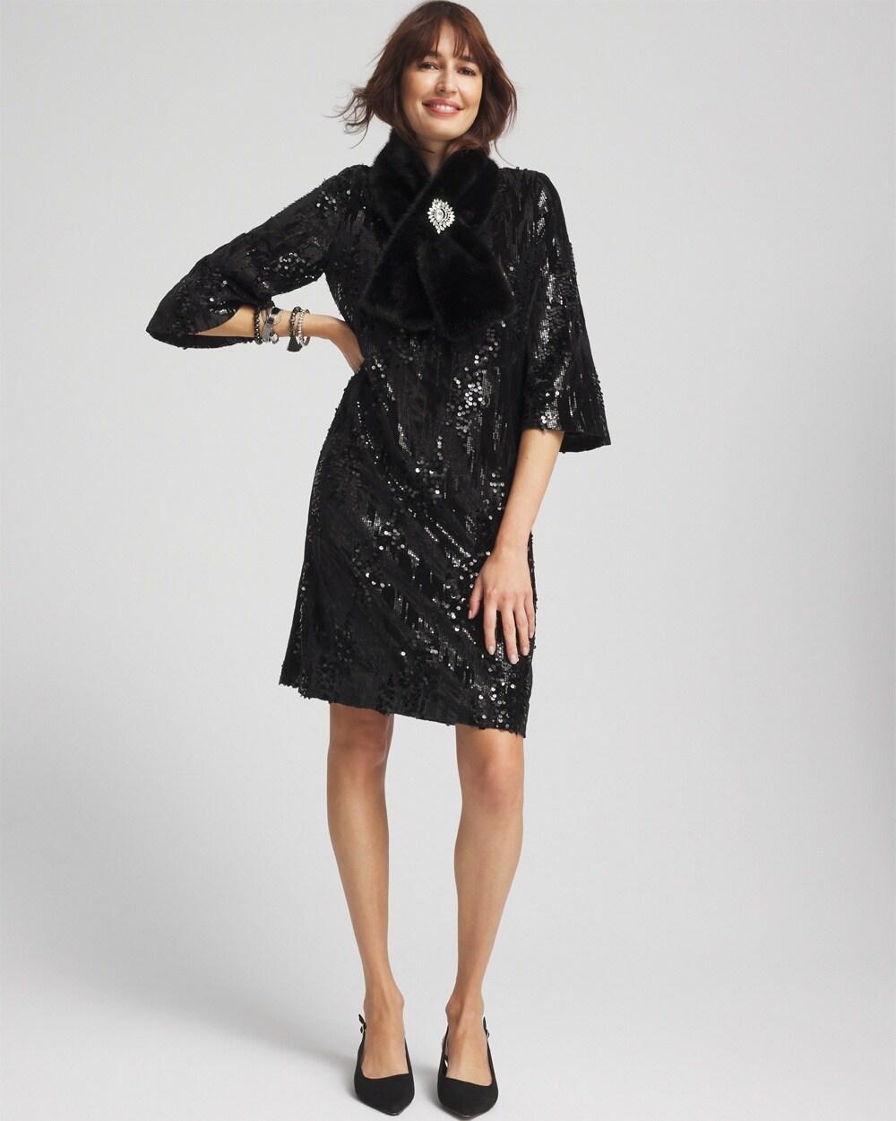 Sequin Bell-Sleeve Dress Product Image