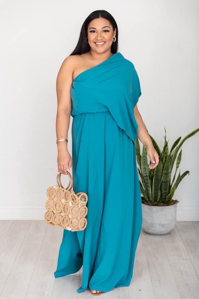 Found My Forever Teal One Shoulder Maxi Dress FINAL SALE Product Image