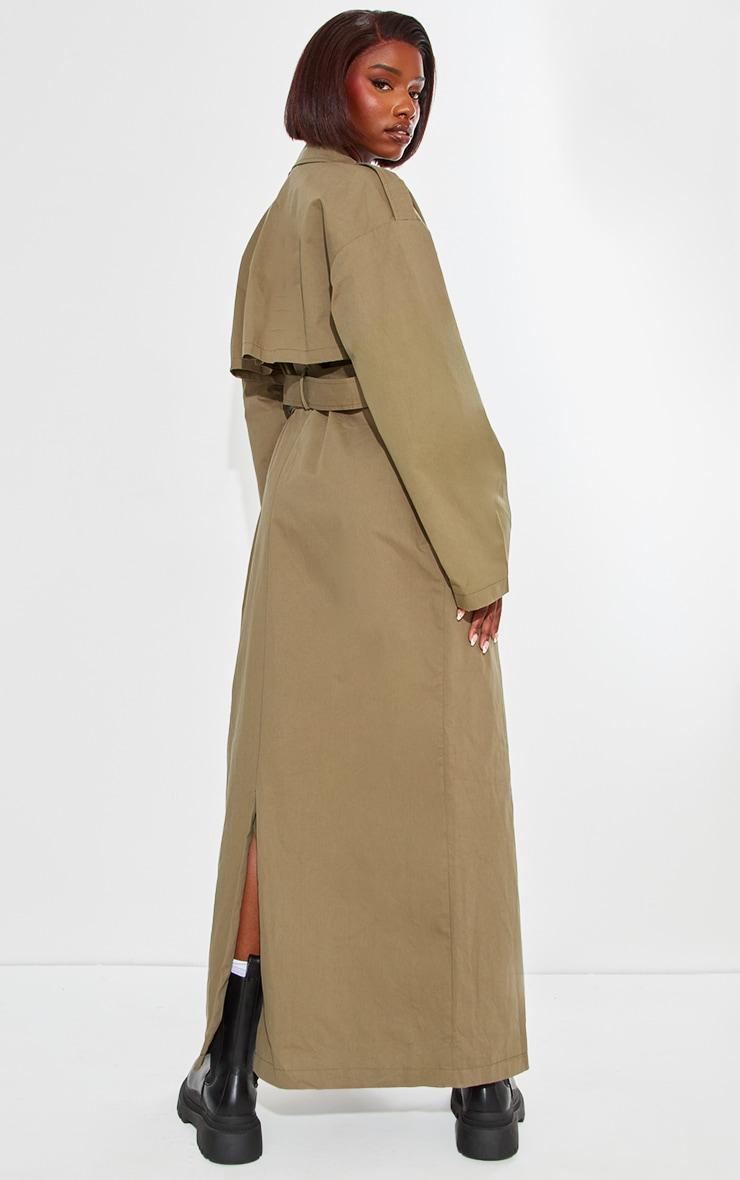 Tall Khaki Tie Waist Trench Coat Product Image