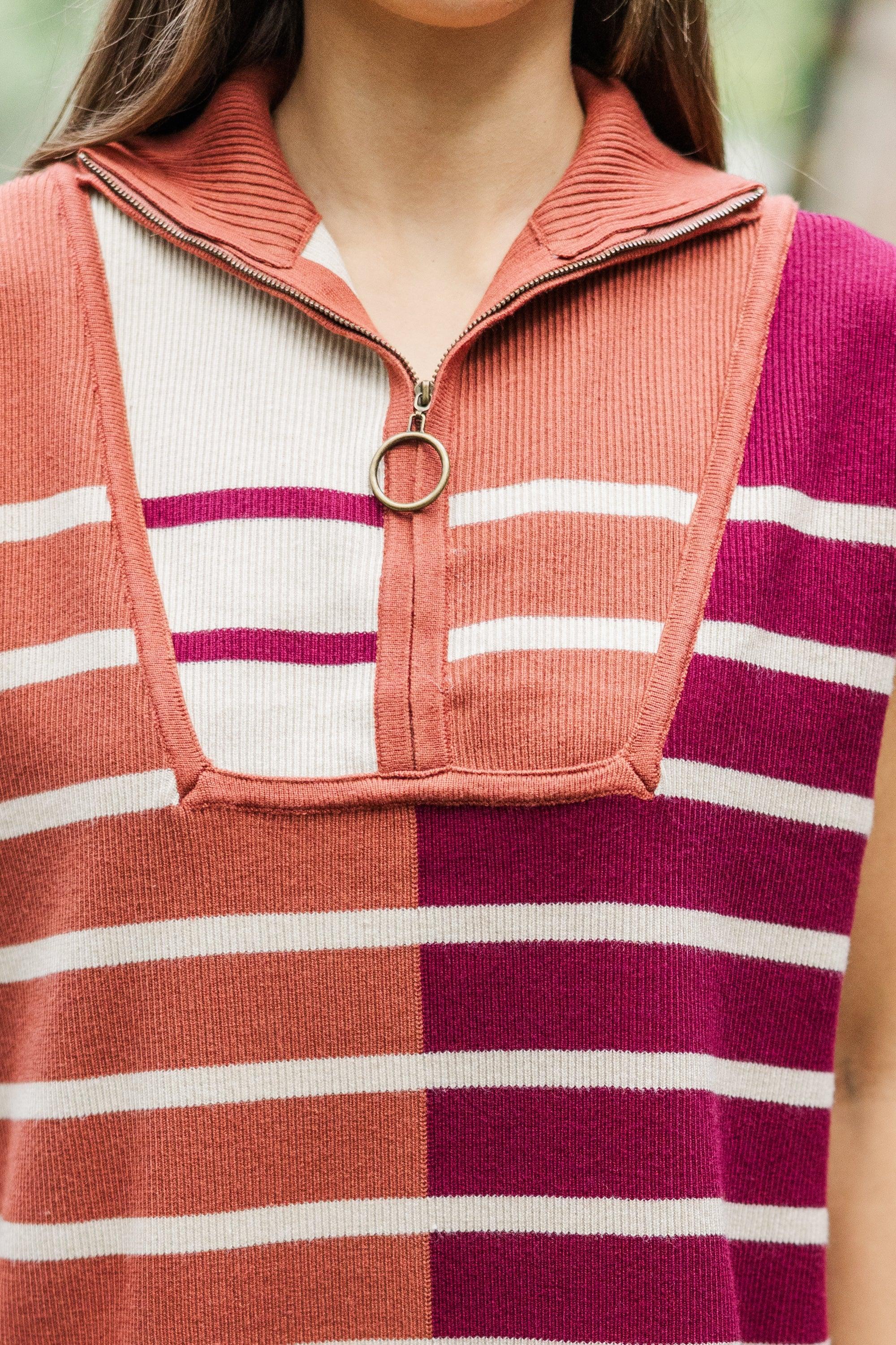 Care To Contrast Rust Orange Striped Dress Female Product Image