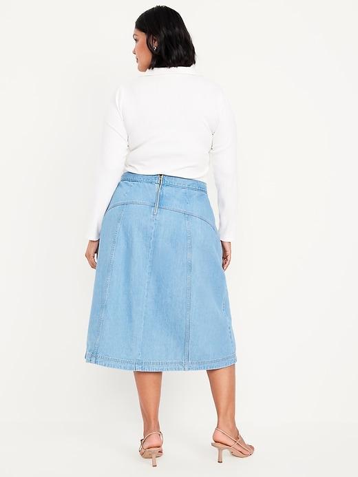 Mid-Rise Jean Midi Skirt Product Image