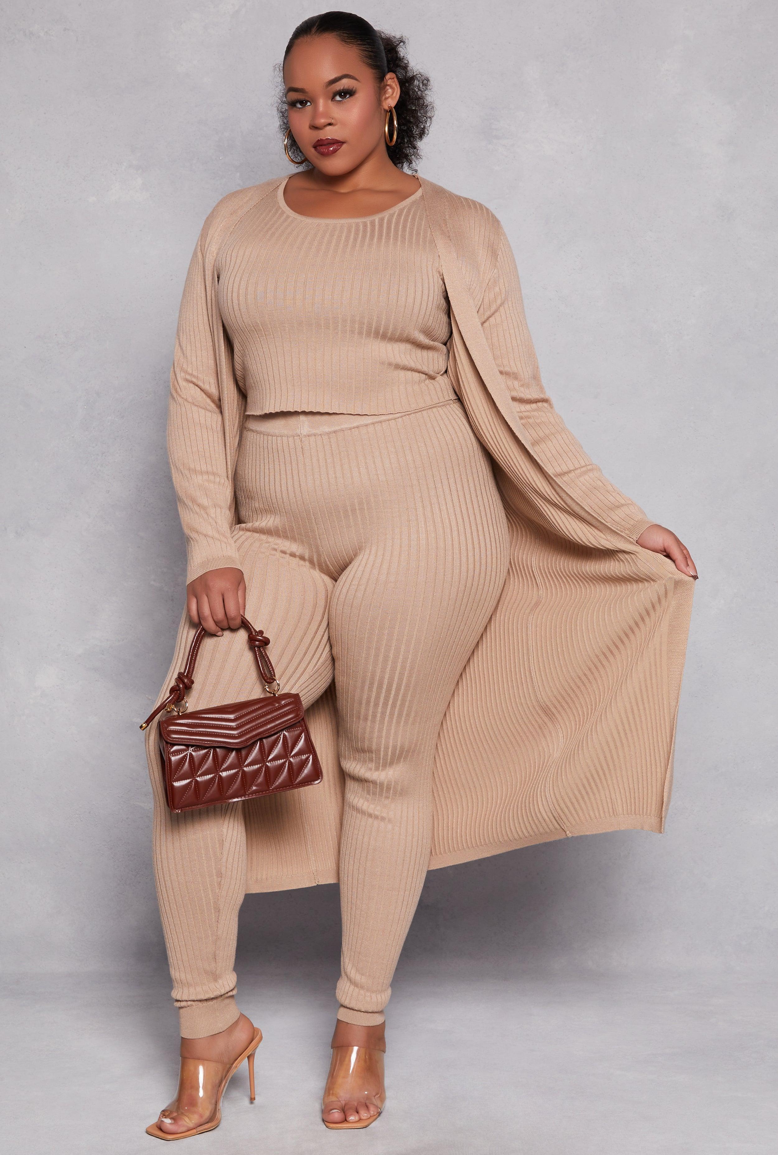 Womens Plus Size Daisy Ribbed Knit Duster Product Image