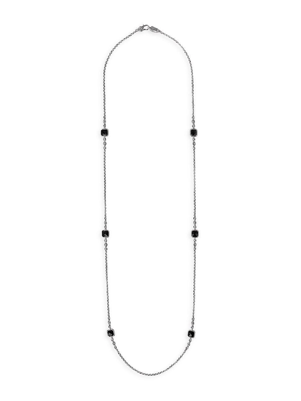 Womens Anthos Sterling Silver & Black Onyx Station Necklace Product Image