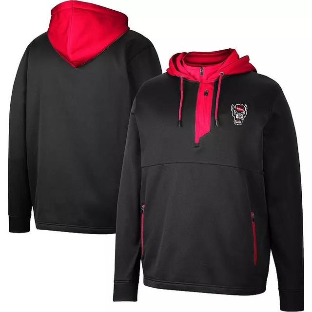 Mens Colosseum Black NC State Wolfpack Luge 3.0 Quarter-Zip Hoodie Product Image