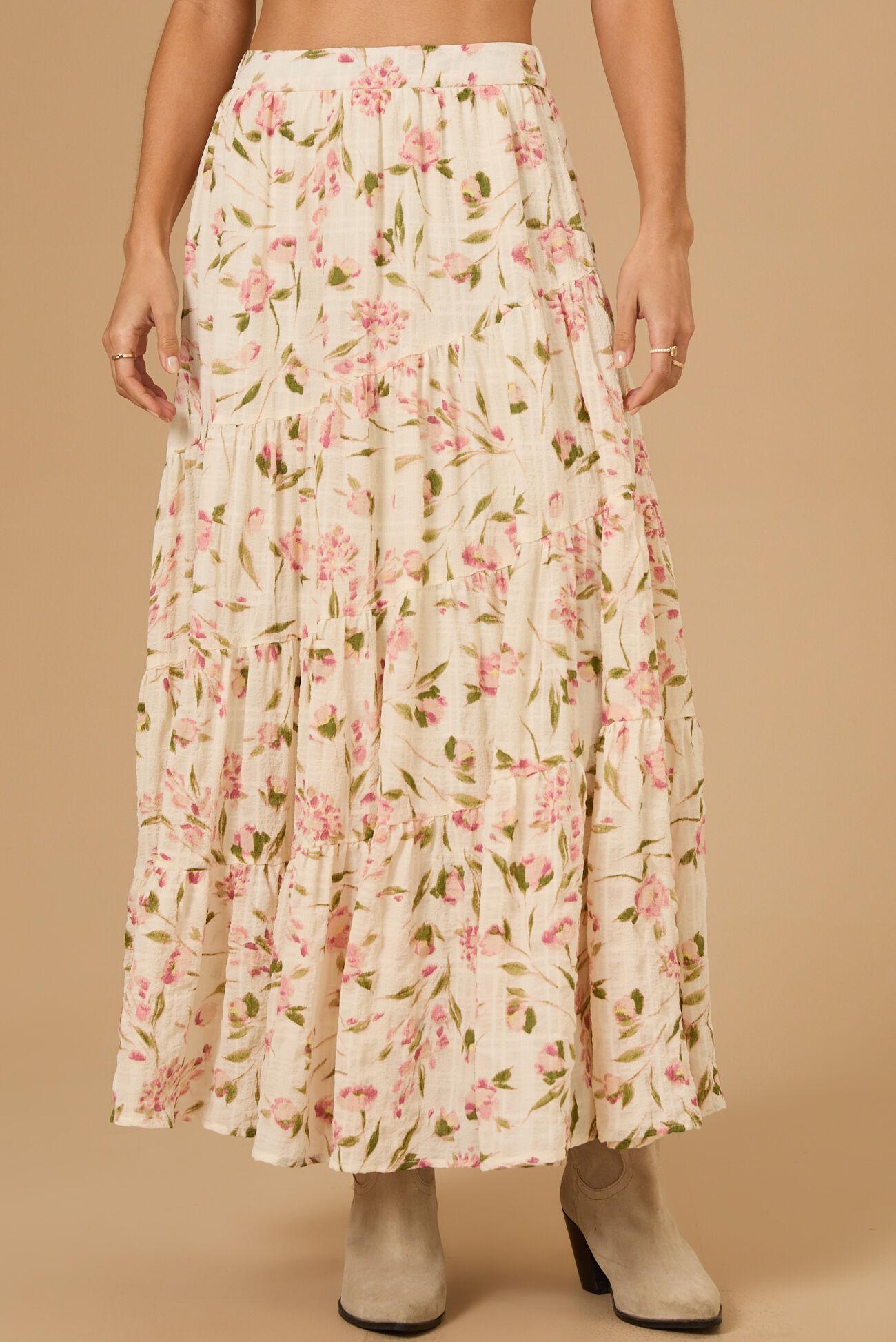 Sky Floral Midi Skirt Product Image