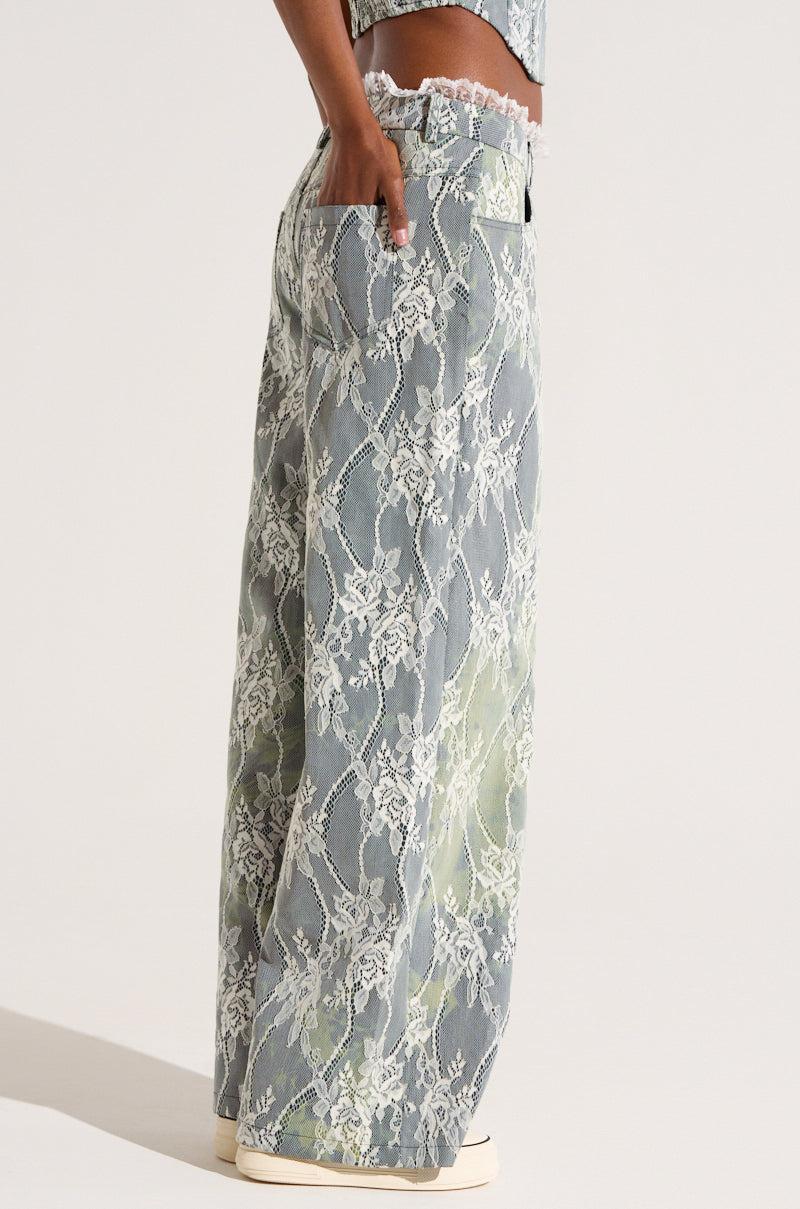 VERONICA FLORAL LACE WIDE LEG DENIM Product Image