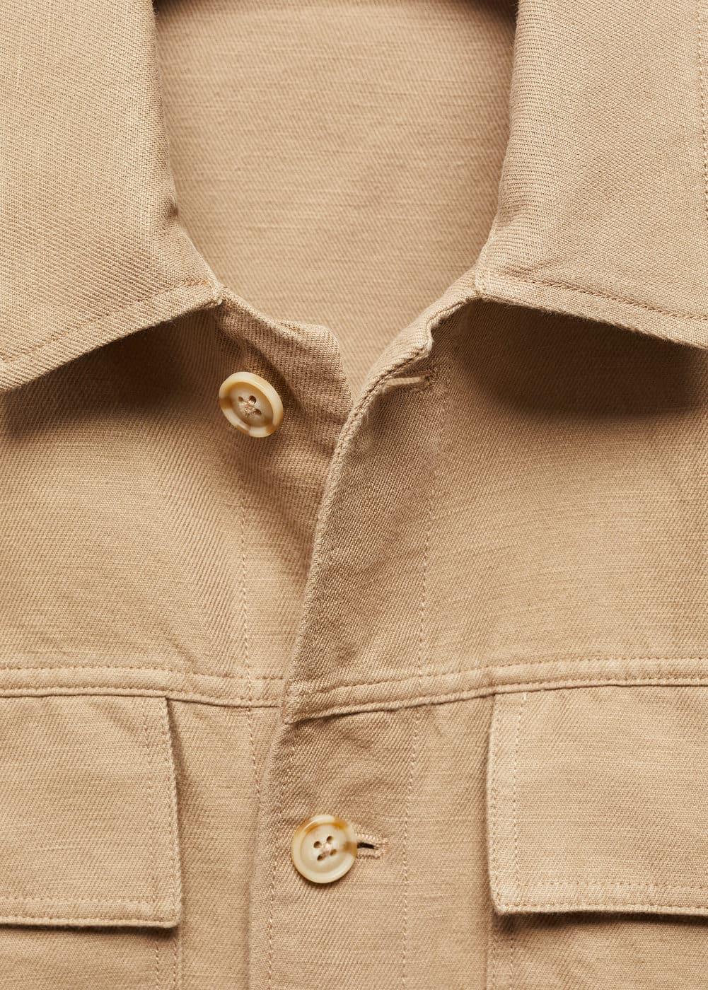 MANGO MAN - Pocket linen cotton jacket tobacco brownMen Product Image