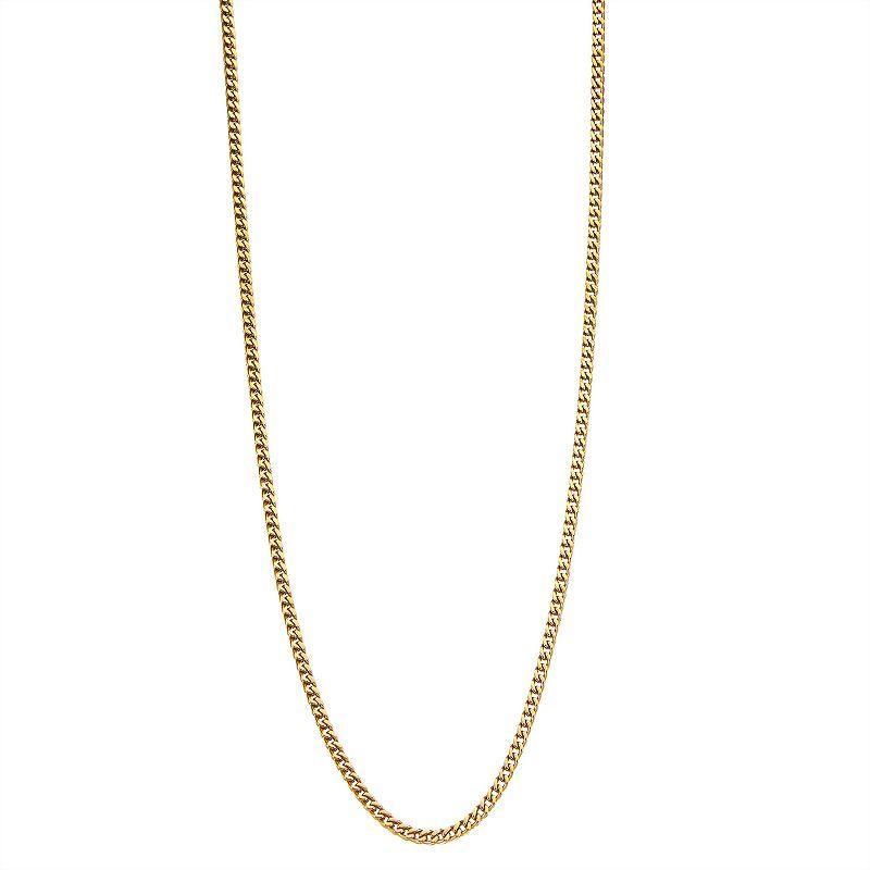 Mens Stainless Steel Gold Tone Franco Chain Necklace Product Image