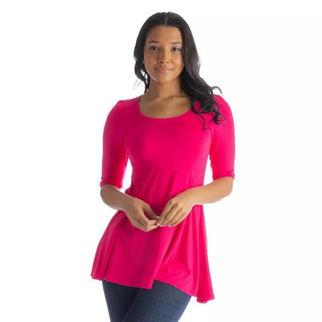 Womens 24Seven Comfort Apparel Elbow Sleeve Swing Tunic Top Product Image