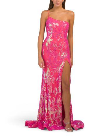 One Shoulder Sequin Gown for Women Product Image