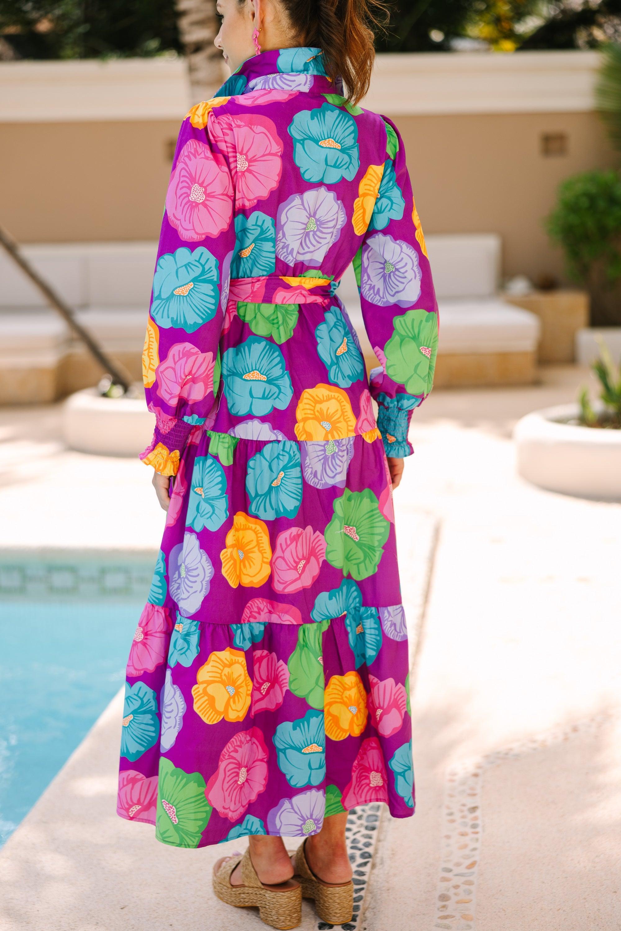 Hear You Out Purple Floral Maxi Dress Female Product Image