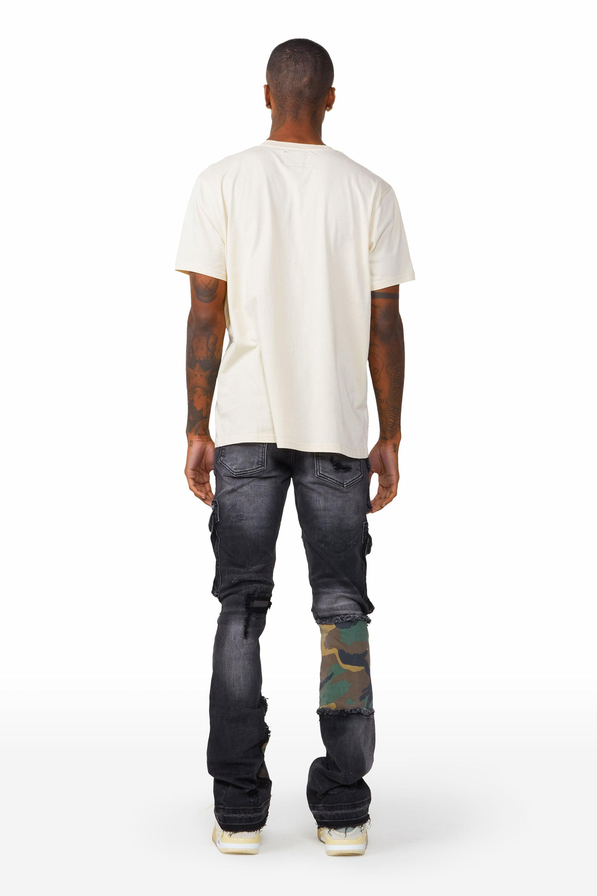 Zeta Grey Stacked Flare Jean Male Product Image