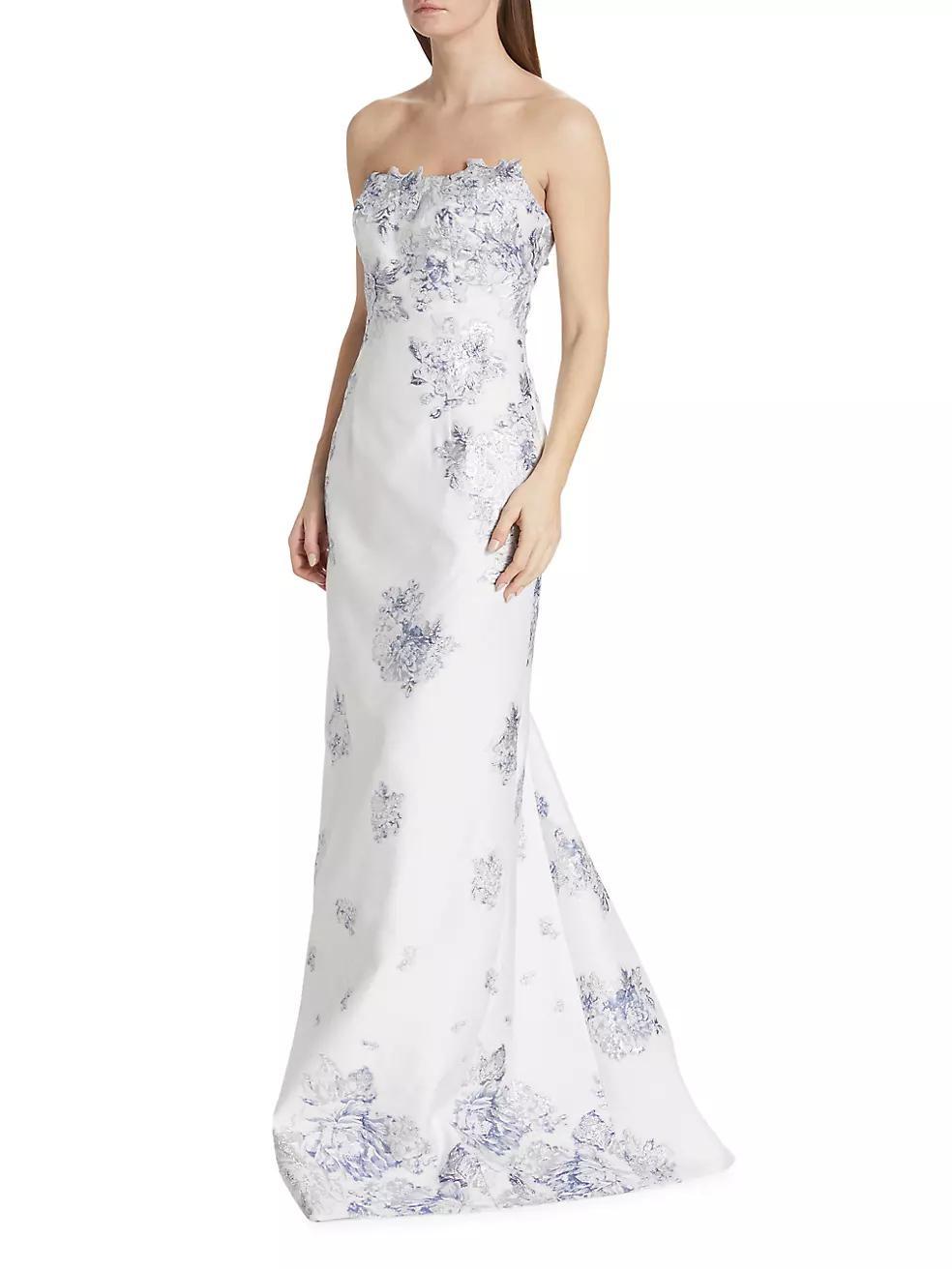 Strapless Floral Jacquard Mermaid Gown Product Image