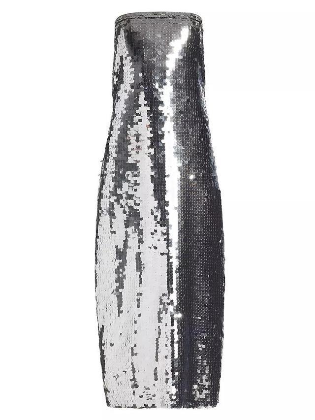 Sequined Sleeveless Bustier Midi-Dress Product Image