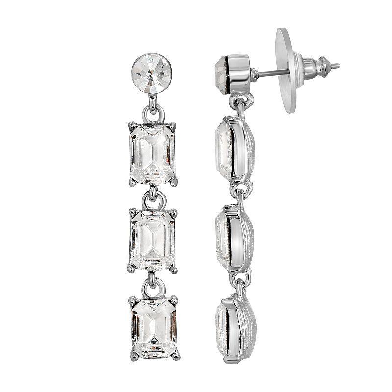 1928 Silver Tone Crystal Post Drop Earrings, Womens, Multi Product Image