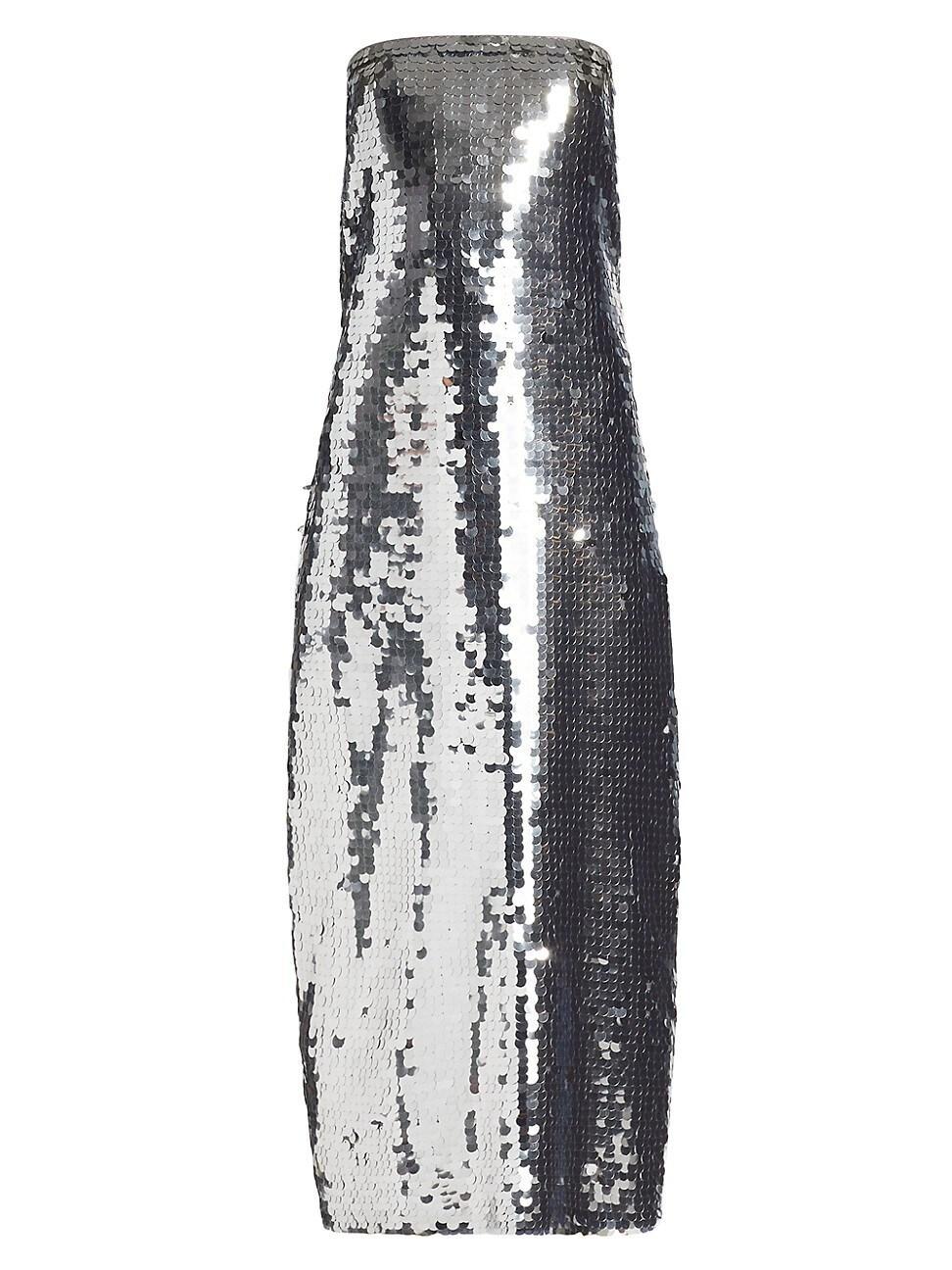 Womens Sequined Sleeveless Bustier Midi-Dress Product Image