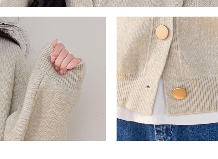 Round Neck Plain Cardigan Product Image