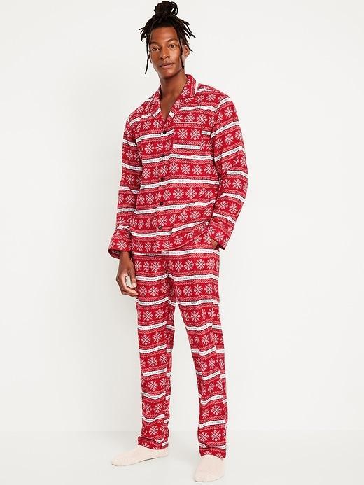 Printed Flannel Pajama Set Product Image